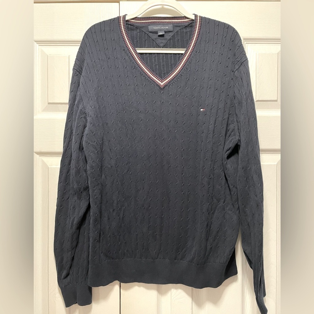 Tommy Hilfiger men’s cable knit cotton sweater long sleeve size XL
